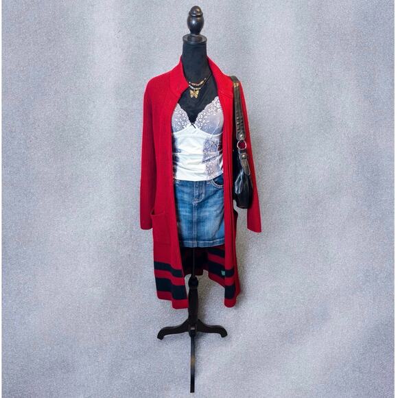 Lauren Ralph Lauren Chunky Knit Cotton Blend Button Front Duster Cardigan Small - Picture 1 of 8